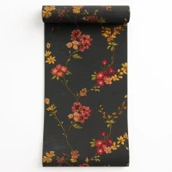Dutch Wallcoverings Vliesbehang Fabric Touch flower - zwart - 10,05m x 53cm