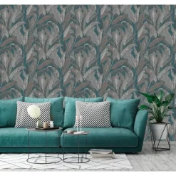 Dutch Wallcoverings Vliesbehang Renaissance leaves - blauw - 10,05m x 53cm Discount
