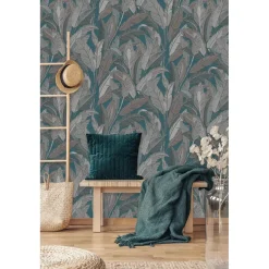 Dutch Wallcoverings Vliesbehang Renaissance leaves - blauw - 10,05m x 53cm Discount