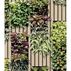 Dutch Wallcoverings Vliesbehang Artifice planken/planten - beige/grn - 10mx53cm