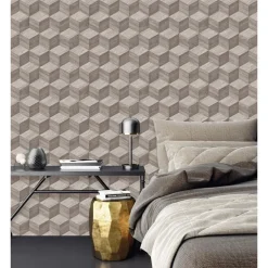 Dutch Wallcoverings Vliesbehang Renaissance natural cube - taupe - 10,05m x 53cm Online