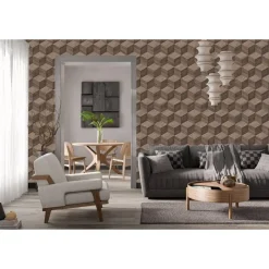 Dutch Wallcoverings Vliesbehang Renaissance natural cube - bruin - 10,05m x 53cm New