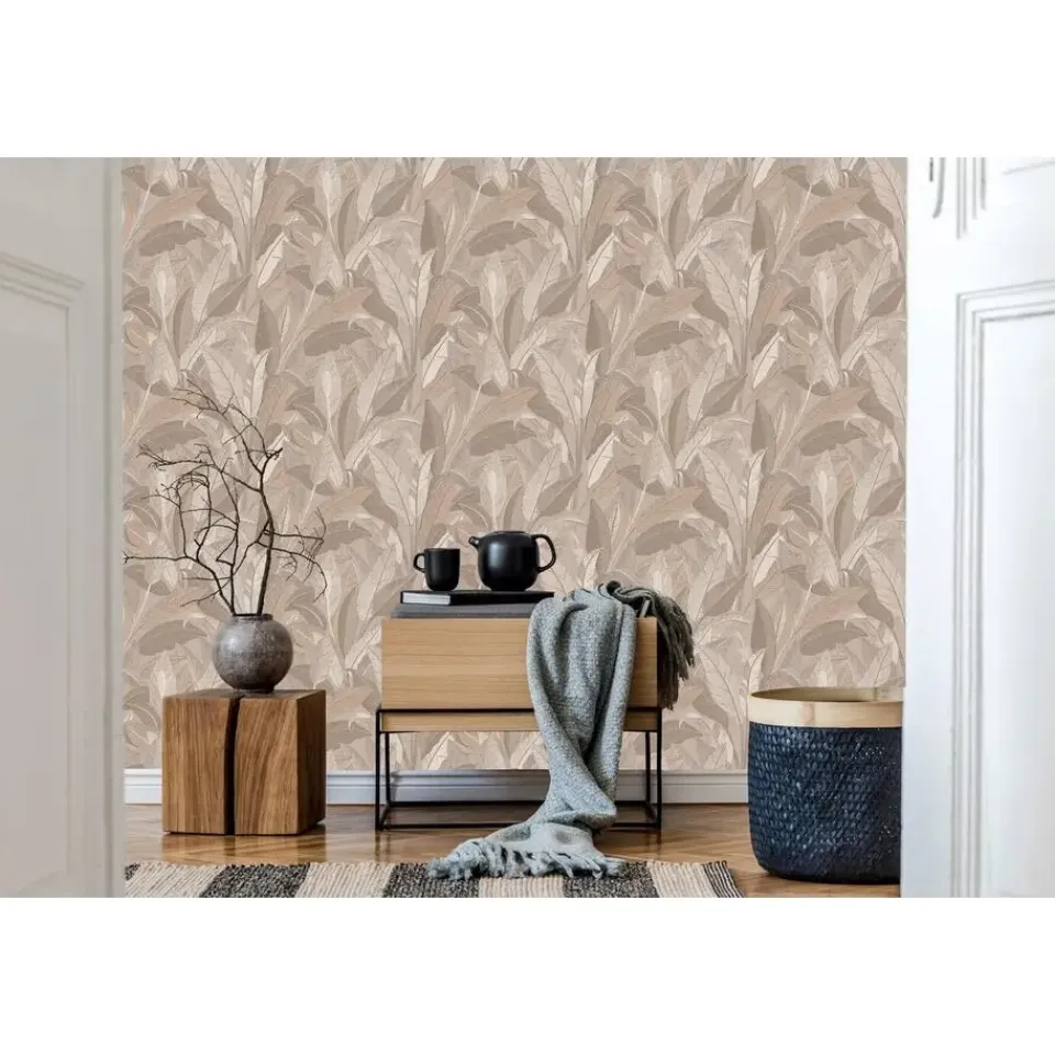 Dutch Wallcoverings Vliesbehang Renaissance leaves - taupe - 10,05m x 53cm New
