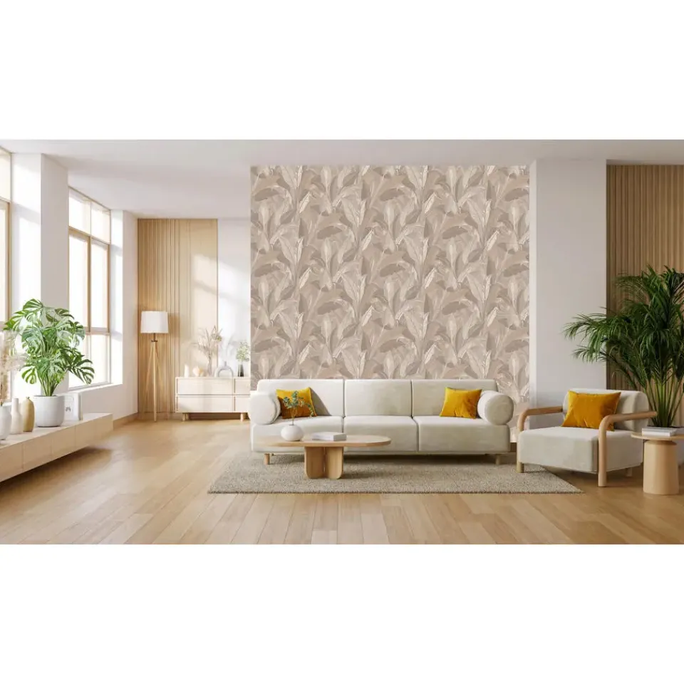 Dutch Wallcoverings Vliesbehang Renaissance leaves - taupe - 10,05m x 53cm New