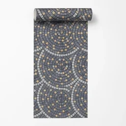 Dutch Wallcoverings Vliesbehang Artifice mozaïc tegel - grijs/oker - 10m x 53cm New