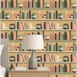 Dutch Wallcoverings Vliesbehang Artifice boeken/planken - geel - 10,05m x 53cm Sale