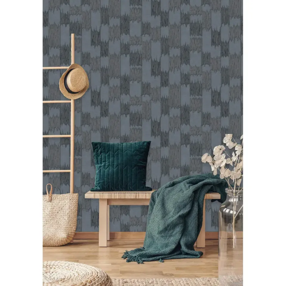 Dutch Wallcoverings Vliesbehang Renaissance textured loom - blauw - 10m x 53cm Sale
