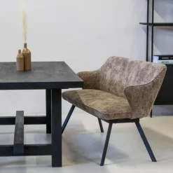 Giga Meubel Eetkamerbank Rechthoek - Taupe Stof - 160x60x88cm - Taylor Best