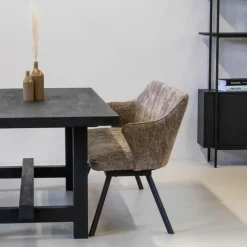 Giga Meubel Eetkamerbank Rechthoek - Taupe Stof - 160x60x88cm - Taylor Best