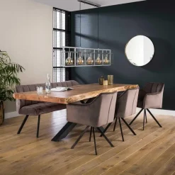 Emob Eetkamerbank Rilla 180cm velours - antraciet New