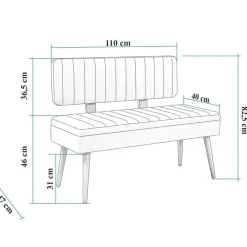 Emob Eetkamerbank Vina - 110x40x82cm - den/antraciet Online