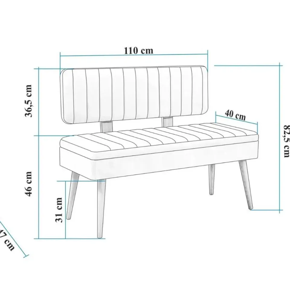 Emob Eetkamerbank Vina - 110x40x82cm - den/antraciet Online