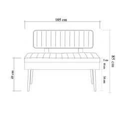 Emob Eetkamerbank Vina - 110x40x82cm - den/antraciet Online