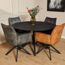 StarFurn Eetkamerstoel Antraciet Velvet - Draaibaar - Dani - Set van 2 Discount