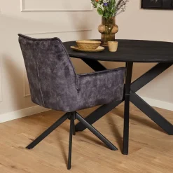 StarFurn Eetkamerstoel Antraciet Velvet - Draaibaar - Dani - Set van 2 Discount