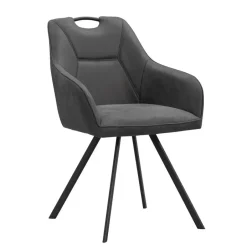 Leen Bakker Eetkamerstoel Jesse met armleuning - antraciet Discount