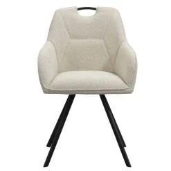 Leen Bakker Eetkamerstoel Jesse met armleuning - bouclé - zand Hot