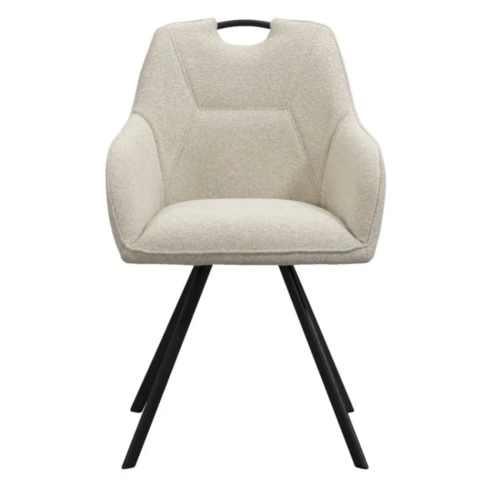 Leen Bakker Eetkamerstoel Jesse met armleuning - bouclé - zand Hot