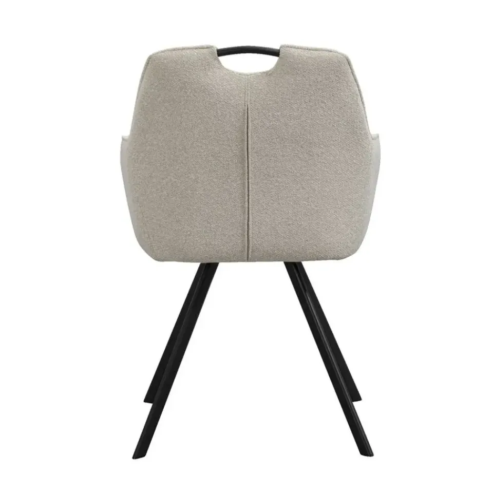 Leen Bakker Eetkamerstoel Jesse met armleuning - bouclé - zand Hot