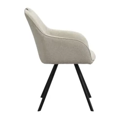 Leen Bakker Eetkamerstoel Jesse met armleuning - bouclé - zand Hot