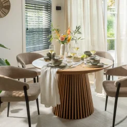 Leen Bakker Eetkamerstoel Liv - stof - caramel