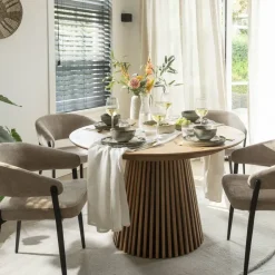 Leen Bakker Eetkamerstoel Liv - stof - caramel