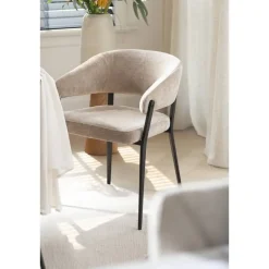 Leen Bakker Eetkamerstoel Liv - stof - caramel