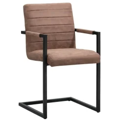 Leen Bakker Eetkamerstoel Lizzy - met armleuningen - cognac Sale