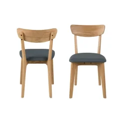 Leen Bakker Eetkamerstoel Lysta - stof - donkergrijs (2 stuks) Discount