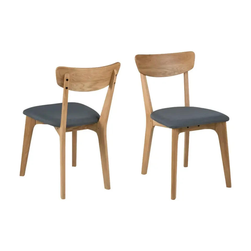 Leen Bakker Eetkamerstoel Lysta - stof - donkergrijs (2 stuks) Discount