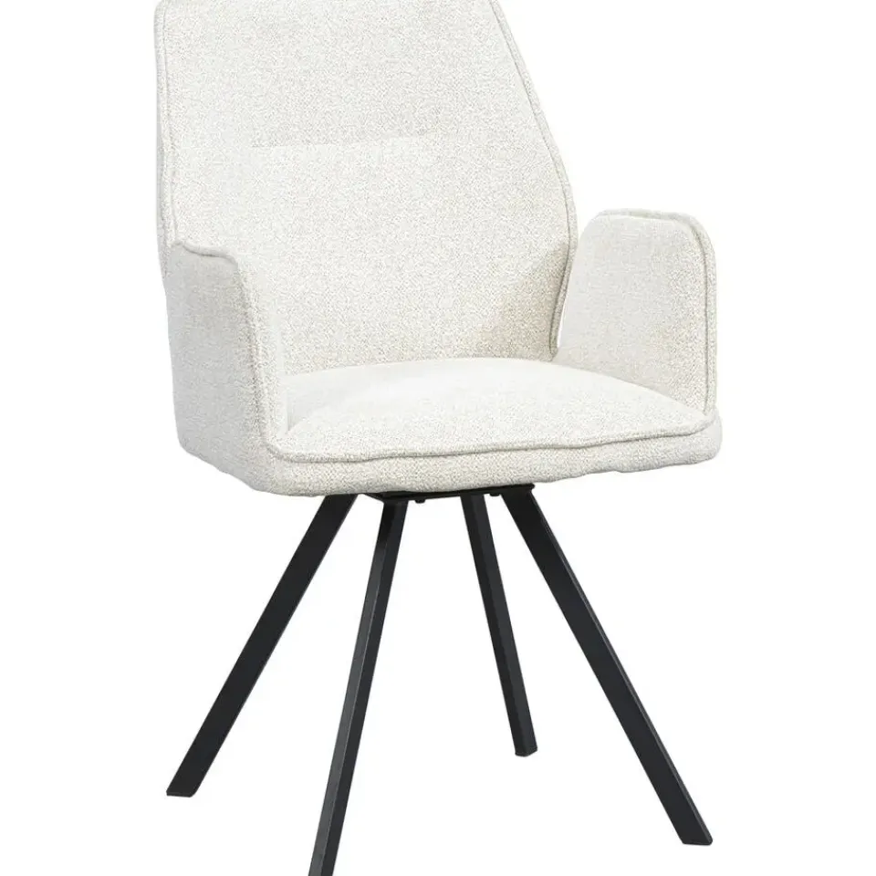 Leen Bakker Eetkamerstoel Raffy met armleuning - stof - crème New