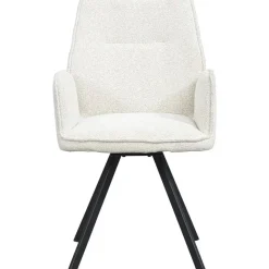 Leen Bakker Eetkamerstoel Raffy met armleuning - stof - crème New