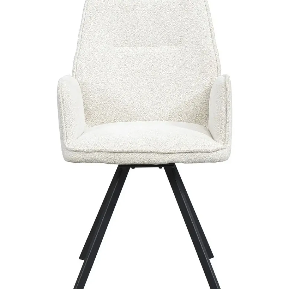 Leen Bakker Eetkamerstoel Raffy met armleuning - stof - crème New