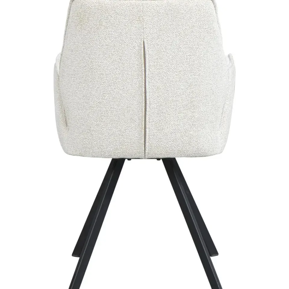 Leen Bakker Eetkamerstoel Raffy met armleuning - stof - crème New