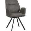 Leen Bakker Eetkamerstoel Raffy met armleuning - stof - antraciet Hot