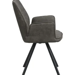Leen Bakker Eetkamerstoel Raffy met armleuning - stof - antraciet Hot