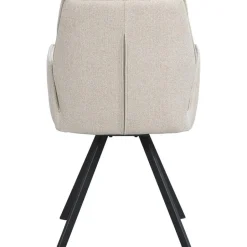 Leen Bakker Eetkamerstoel Raffy met armleuning - stof - beige Outlet