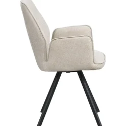 Leen Bakker Eetkamerstoel Raffy met armleuning - stof - beige Outlet