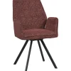 Leen Bakker Eetkamerstoel Raffy met armleuning - stof - wijnrood Outlet