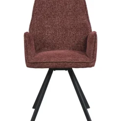 Leen Bakker Eetkamerstoel Raffy met armleuning - stof - wijnrood Outlet