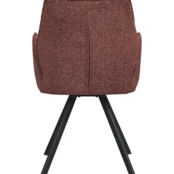 Leen Bakker Eetkamerstoel Raffy met armleuning - stof - wijnrood Outlet