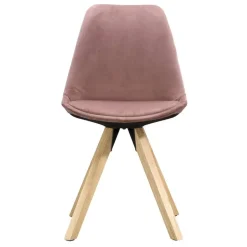 Leen Bakker Eetkamerstoel Senja - velvet - roze - naturel hout Online