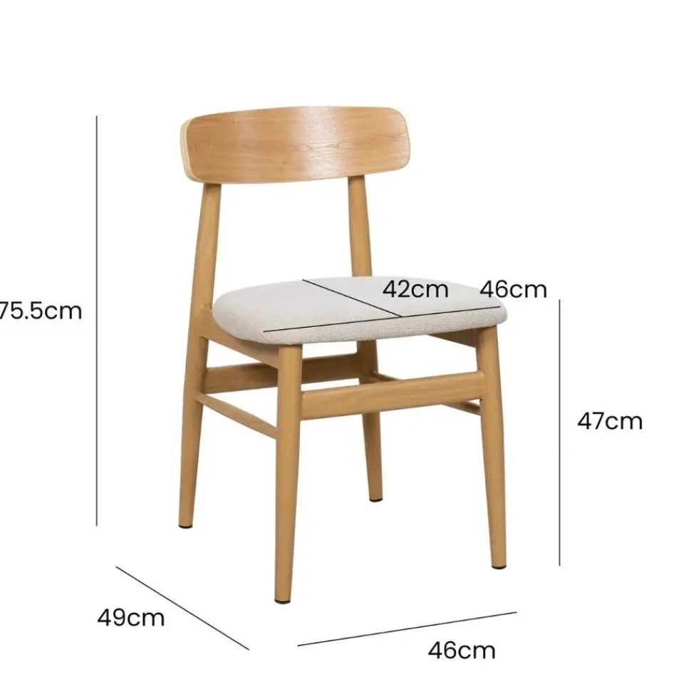 Giga Meubel Eetkamerstoel Walnoot Hout - 45x51x76cm - Zithoogte 47cm - Liza - Set van 2 Sale