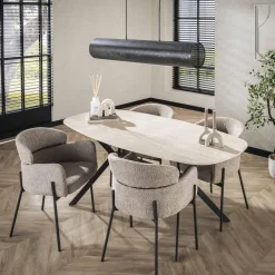 Giga Living Eetkamertafel Keramiek - 180x90x76cm - Deens Ovaal - Ceramic Discount
