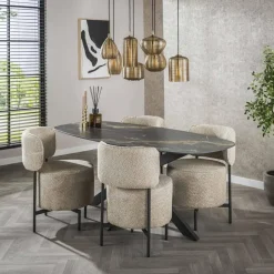 Giga Living Eettafel - Deens Ovaal 180cm - Zwart Keramiek - Ceramic Fossil Online