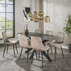 Giga Living Eettafel - Deens Ovaal 180cm - Zwart Keramiek - Ceramic Fossil Online