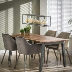 Giga Living Eettafel Acaciahout - 180cm - Stalen Onderstel - Rechthoek Clearance