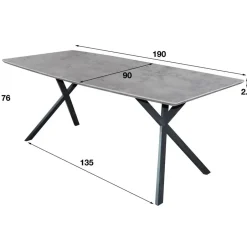 Giga Living Eettafel Betonlook - 190x90x76cm Hot