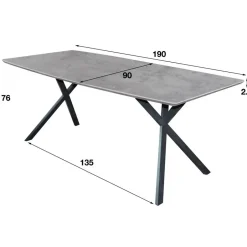 Giga Living Eettafel Betonlook - 190x90x76cm Hot