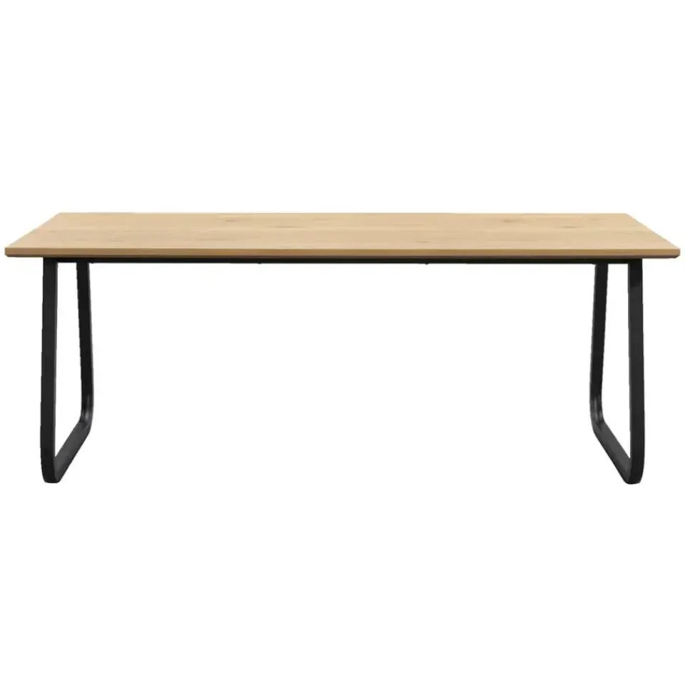 Leen Bakker Eettafel Brigitte rechthoekig - naturel/zwart - 220x100 cm